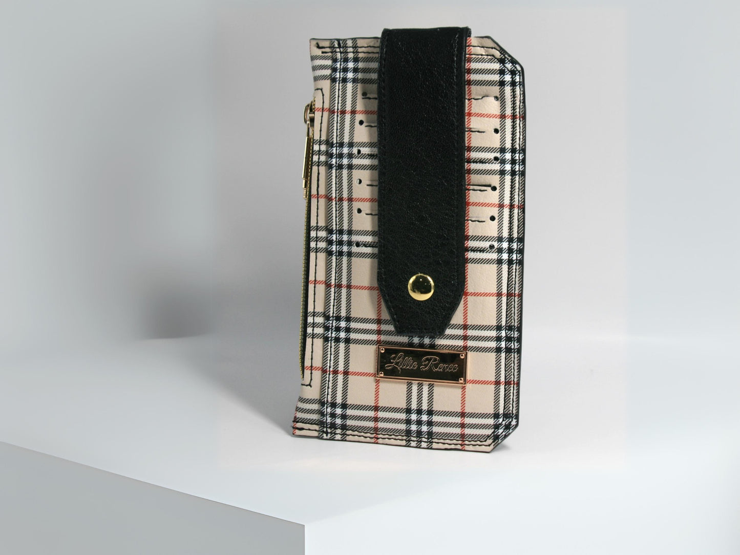 Tan Tartan Plaid Purse Pal Slim Wallet