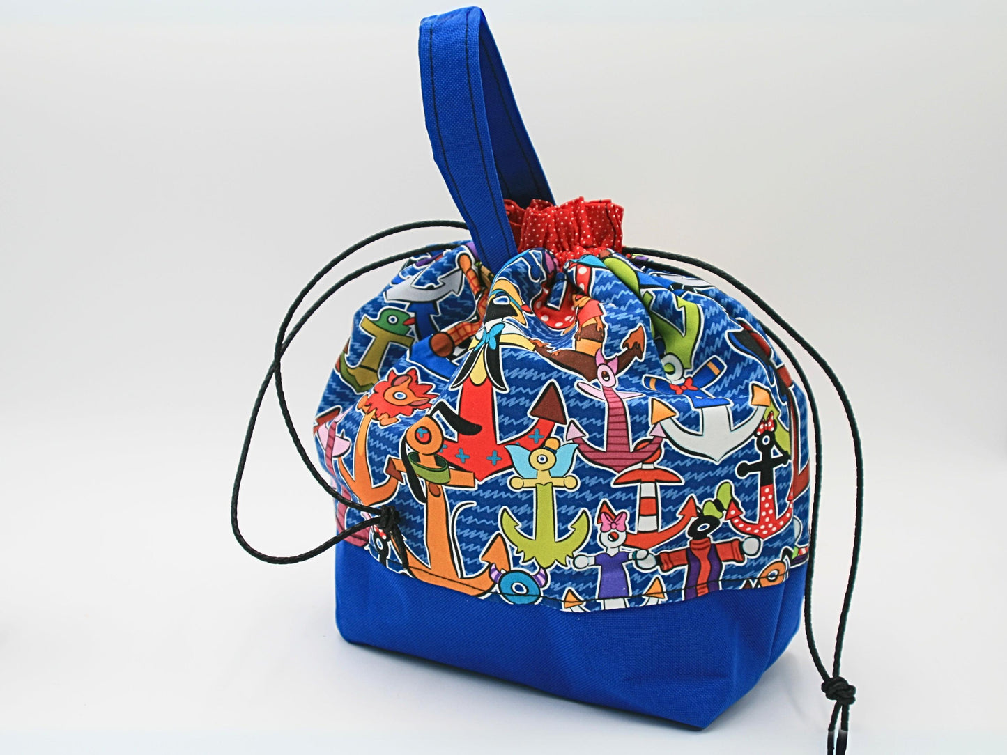 Nautical Mouse-Inspired Bucket Bag – Colorful Anchor Beach Bag with Drawstring & Interior Pockets