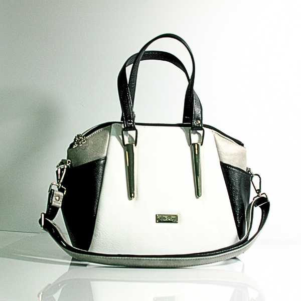 Frosted Obsidian Annette Tote ā White, Gray & Black Designer-Inspired Large Purse