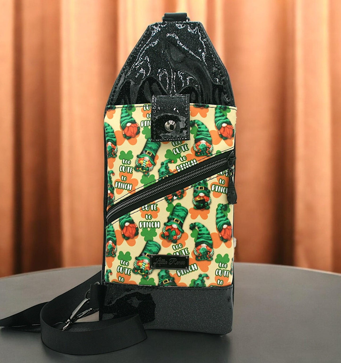 Mini traveler in green and orange st. patrick's day gnomes.