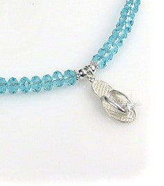 Sterling silver filp flop charm on Swarovski Crystal necklace