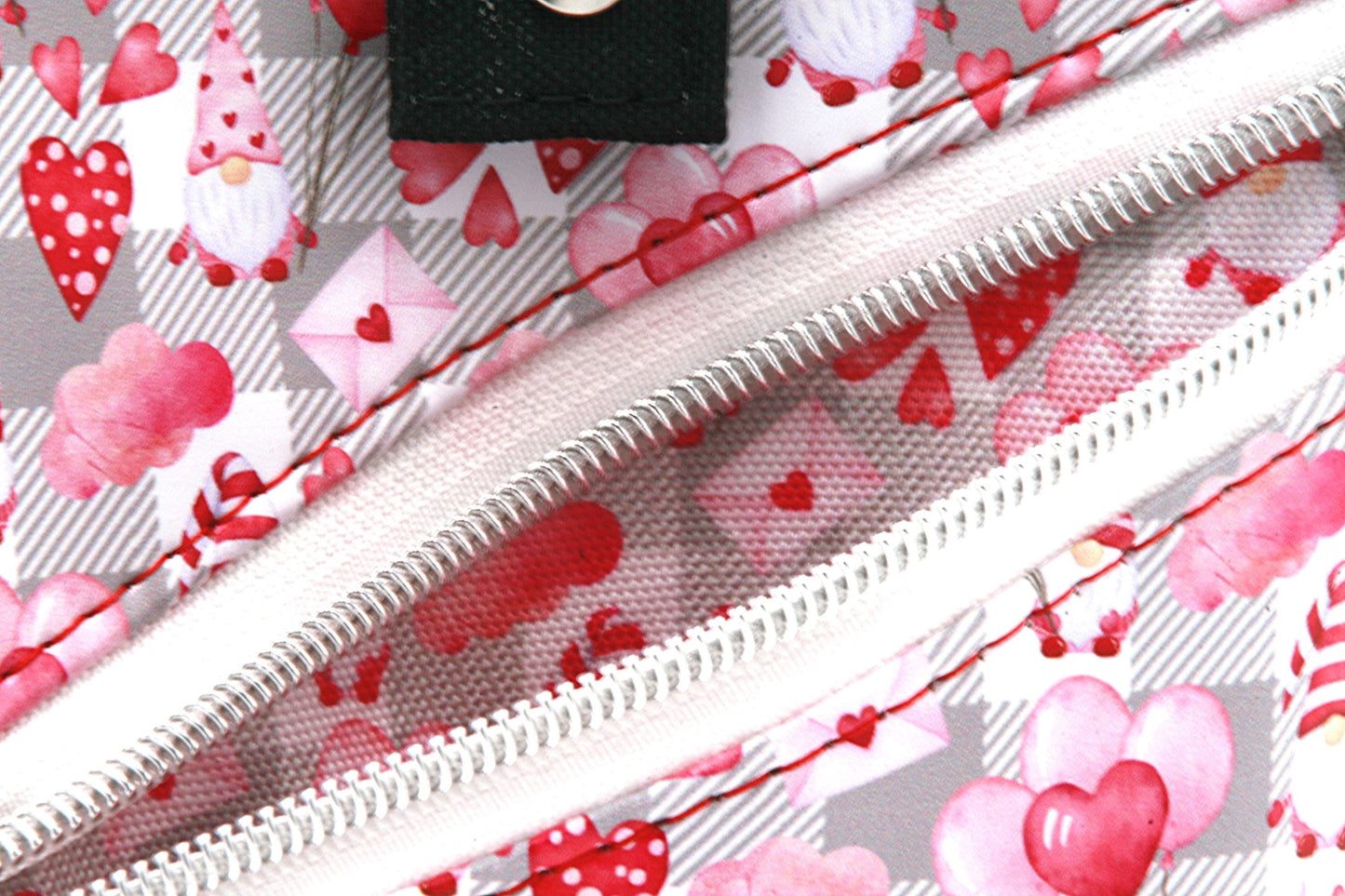 Valentine Gnome Mini Traveler Sling – Red & Pink Gnomes with Hearts & Glitter Vinyl