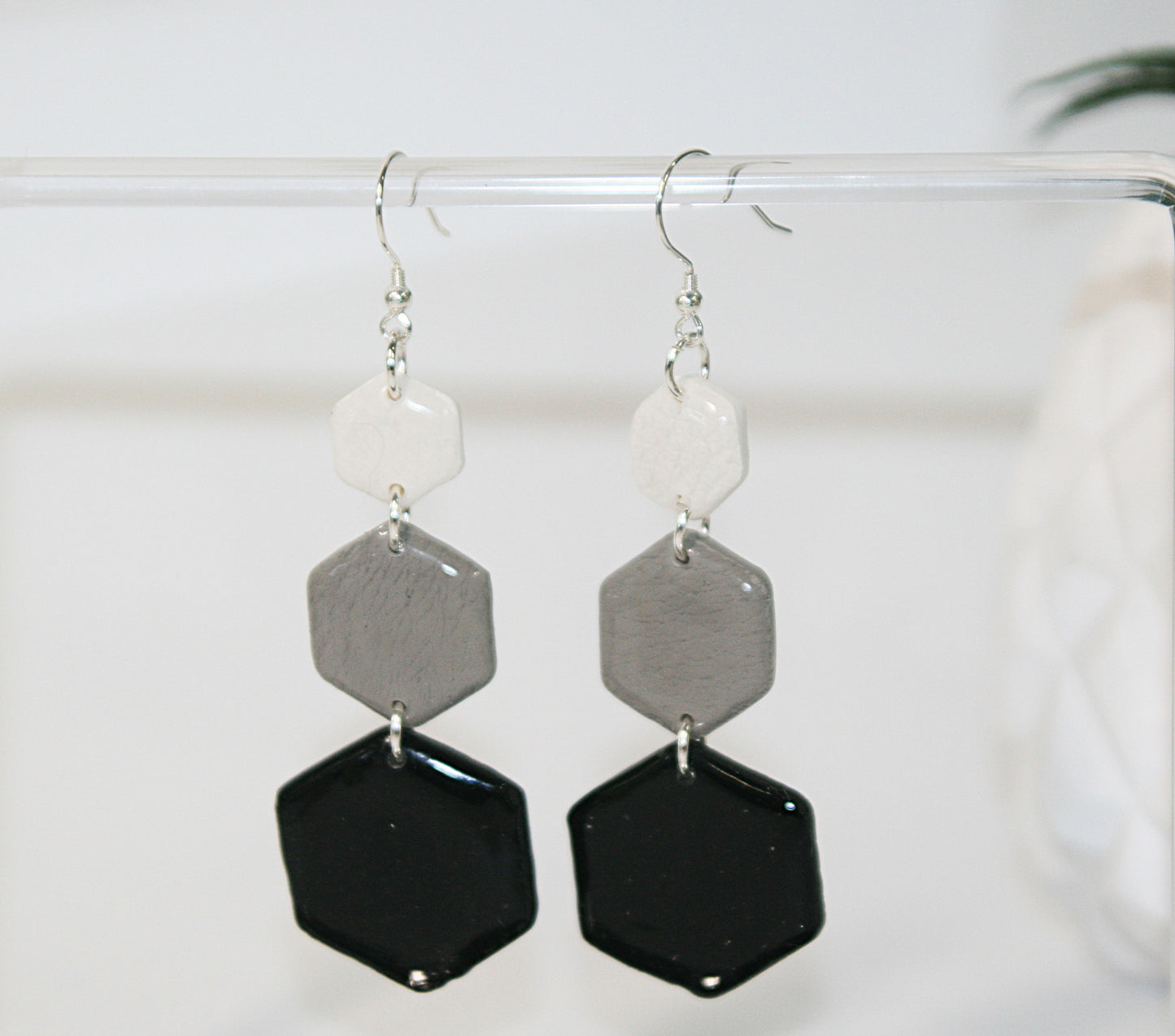 Artisan polymer clay jewelry in modern neutral palette