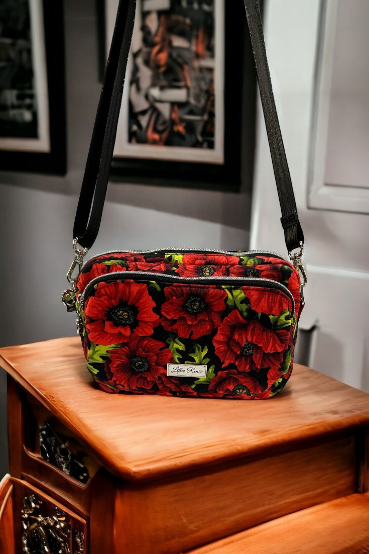 Adjustable Strap in Action
Black nylon webbing adjustable strap ensures a comfortable fit, whether worn as a crossbody or shoulder bag.
