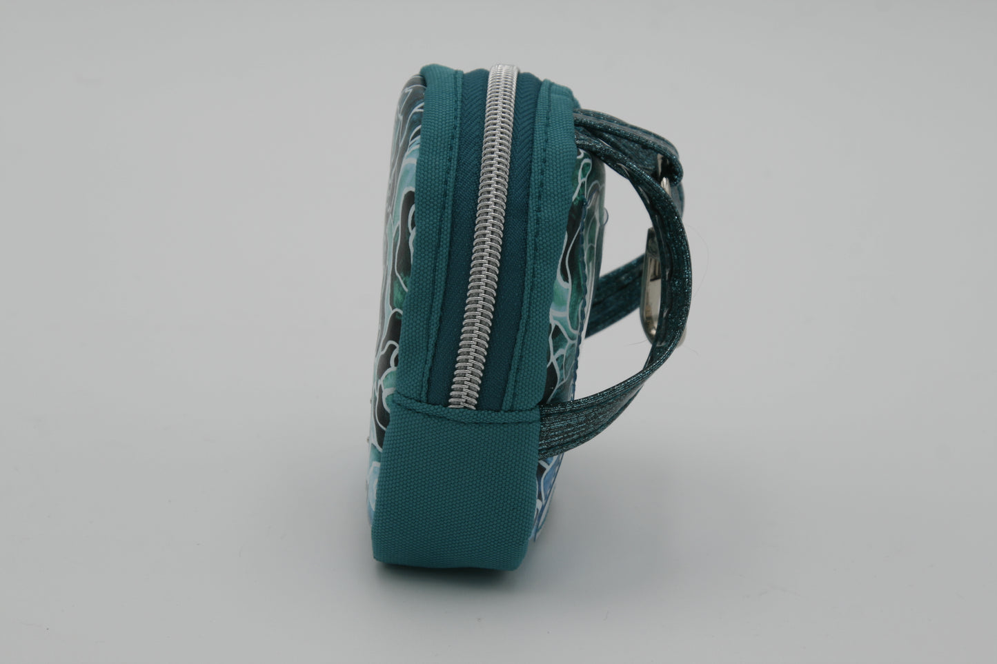 "Small clip-on bag for women – attaches to belt or purse. Part of Seaglass Roses Collection