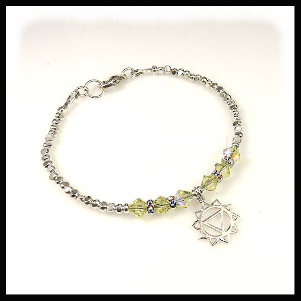 yellow swarovski crystal and sterling silver solar plexus chakra bracelet