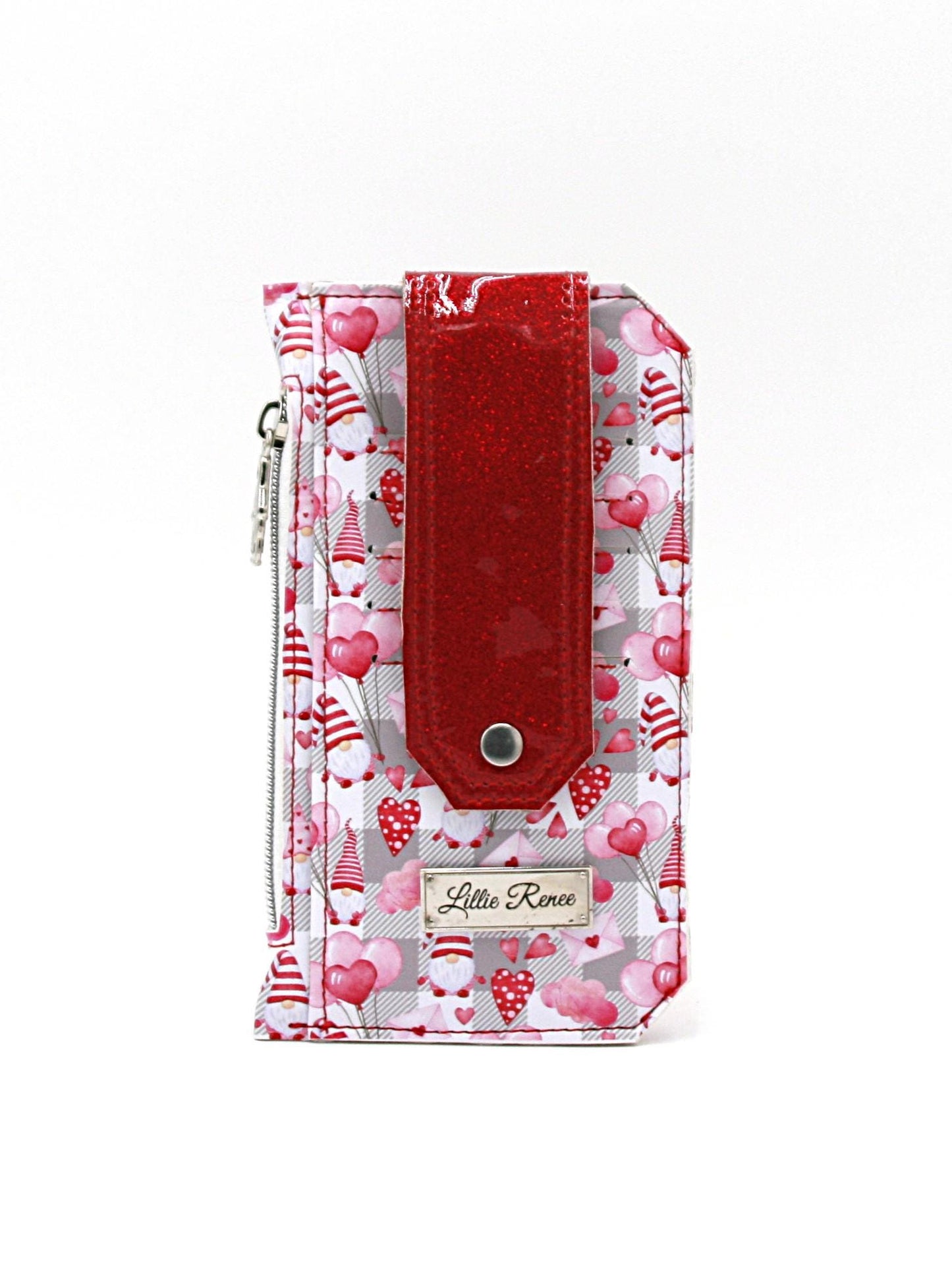 Valentine Gnome Purse Pal Slim Wallet – Pink & Red Gnomes with Hearts & Glitter Vinylch, minimalist wallet, gift for her, unique wallet