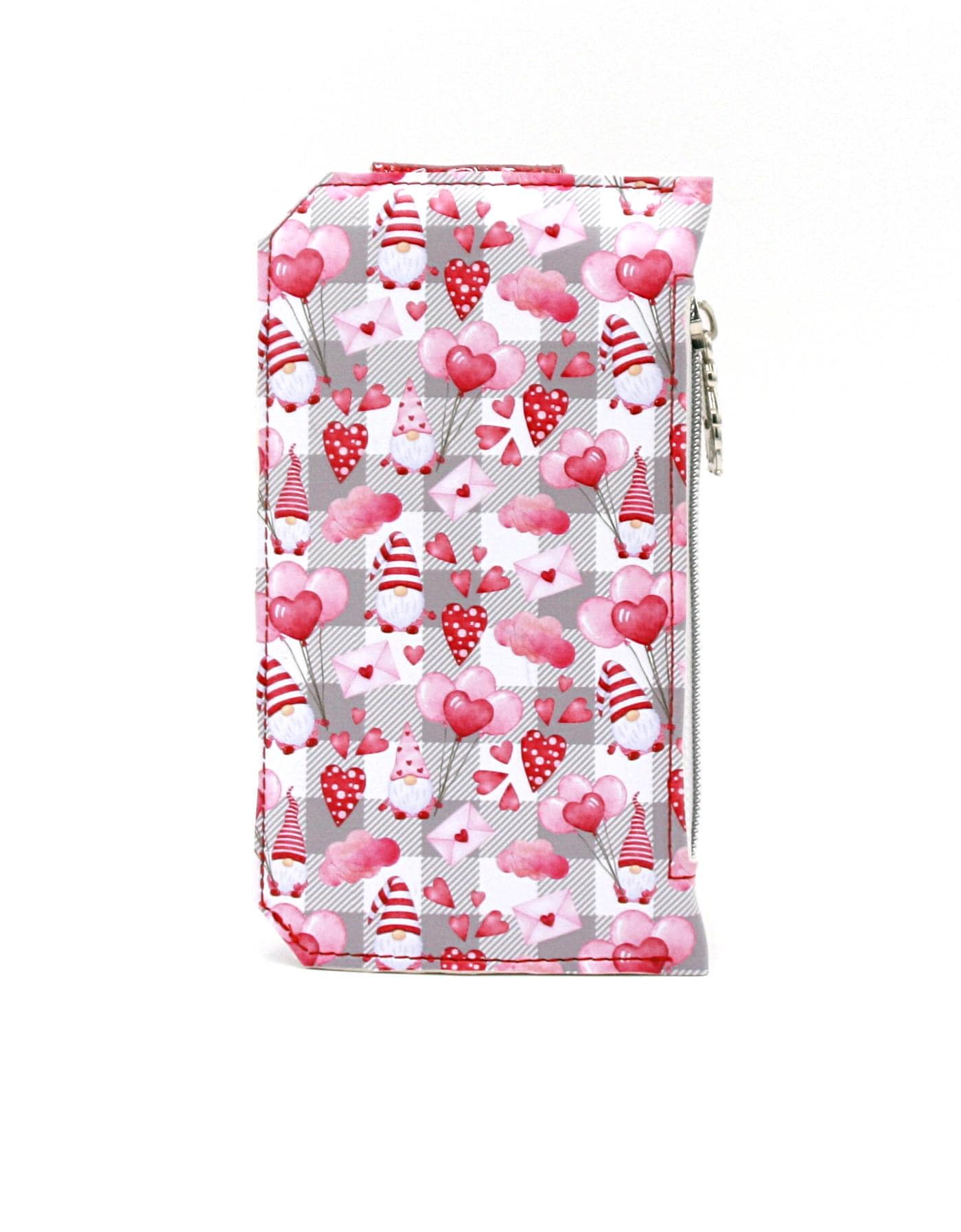 Valentine Gnome Purse Pal Slim Wallet – Pink & Red Gnomes with Hearts & Glitter Vinylch, minimalist wallet, gift for her, unique wallet