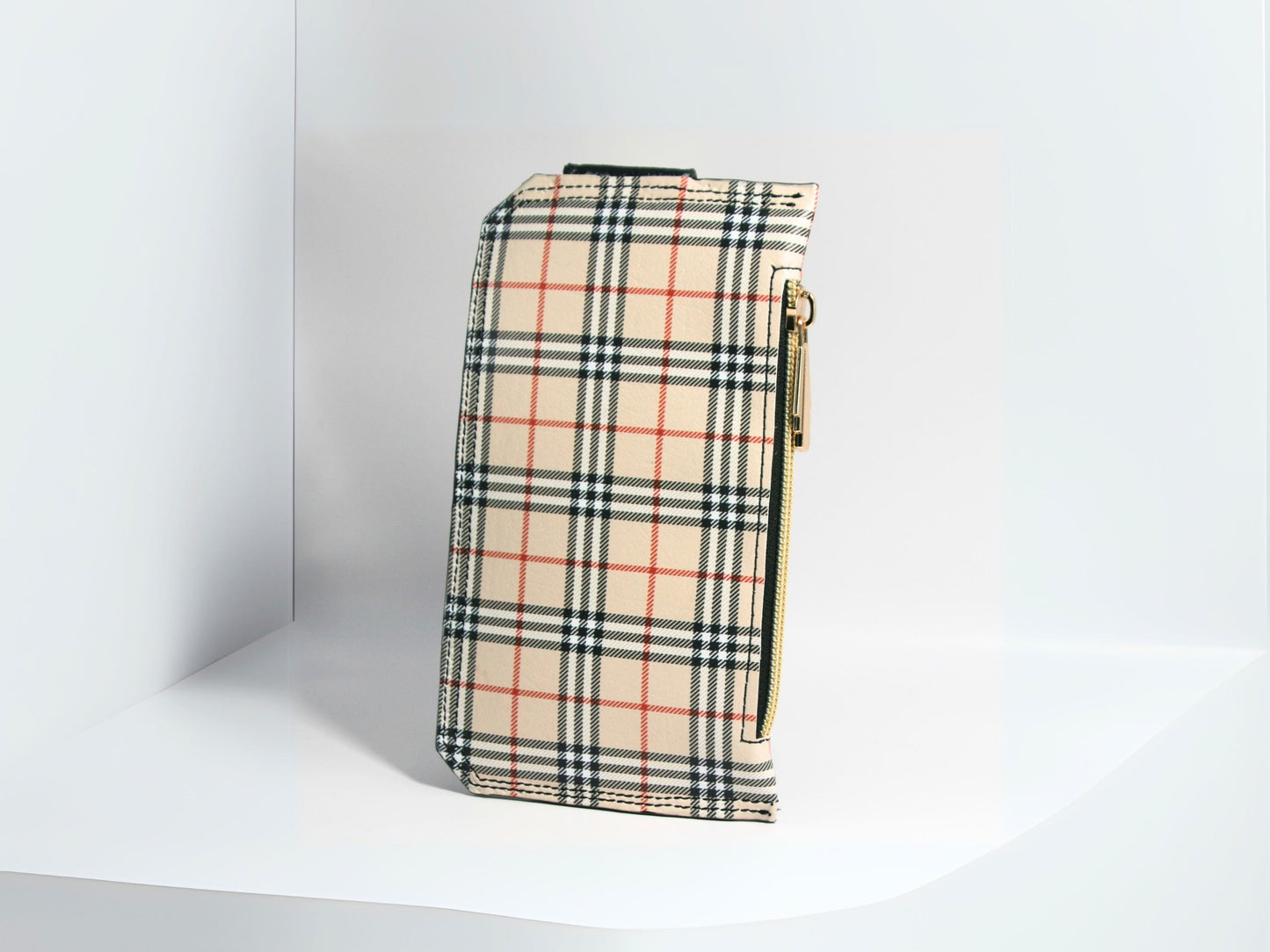 Tan Tartan Plaid Purse Pal Slim Wallet