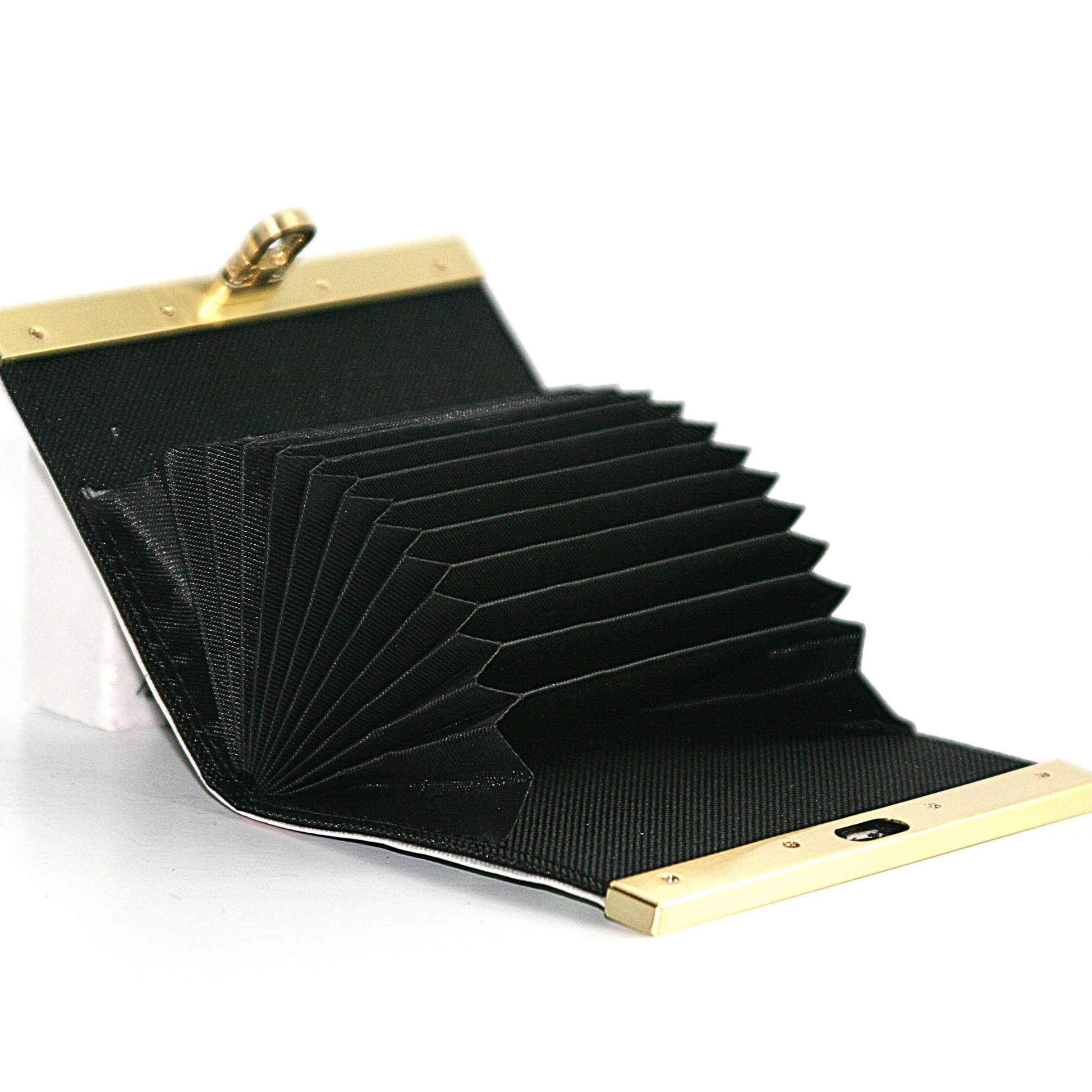 The inside showing the 10+ card accordion in the Cherries Jubilee Wallet
