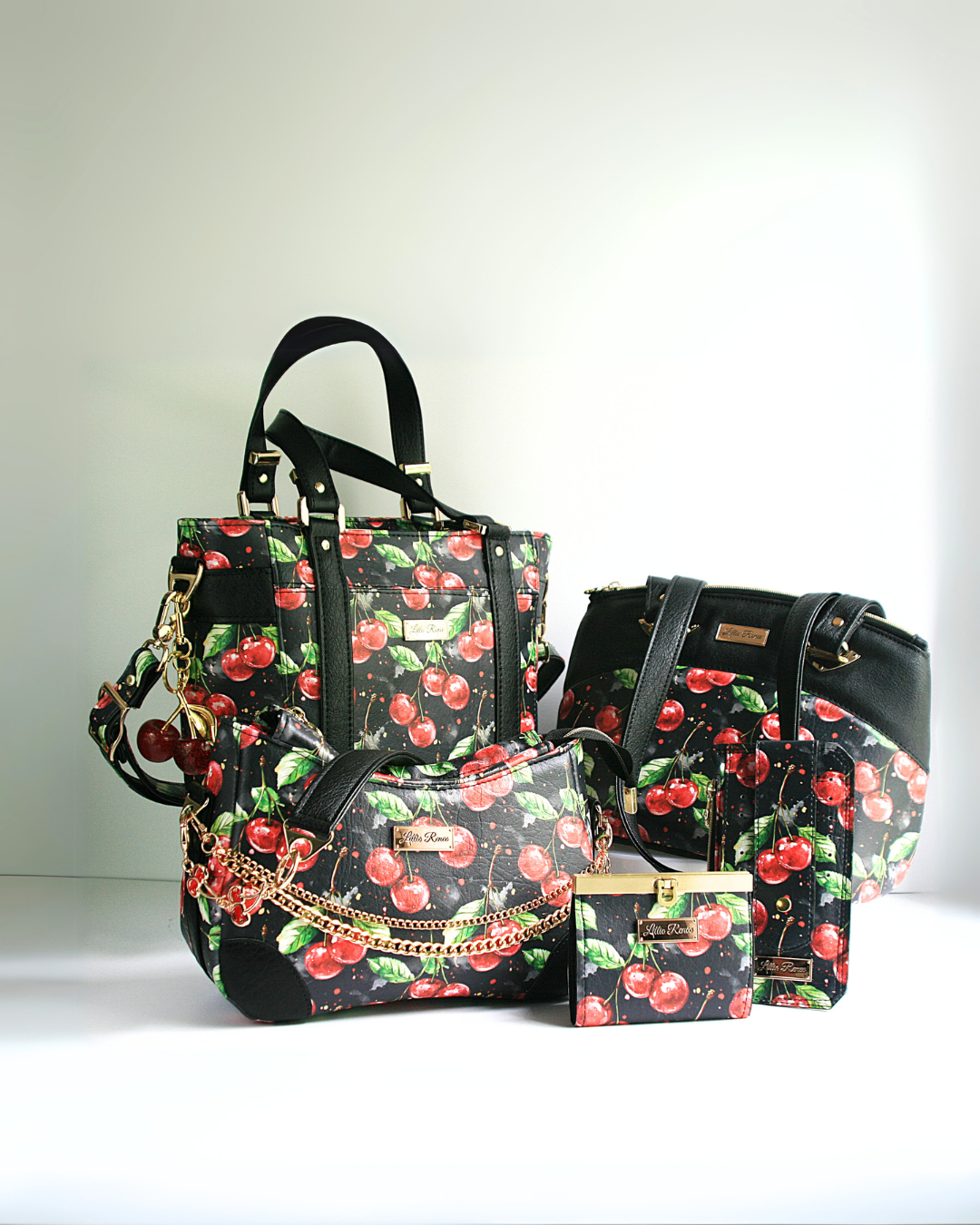 Explore the exclusive Cherries Jubilee bags & wallets – only at Lillie Renee Designs. Limited edition cherry vinyl with stunning detail & waterproof lining!