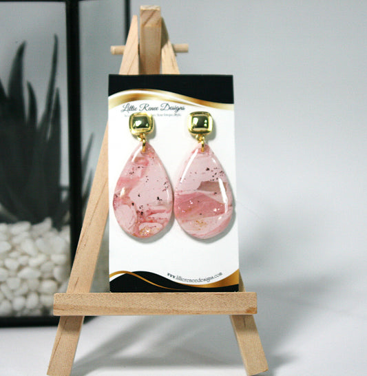 Passionate Pink Dangle Earrings – Gold plated post & Feminine Charm