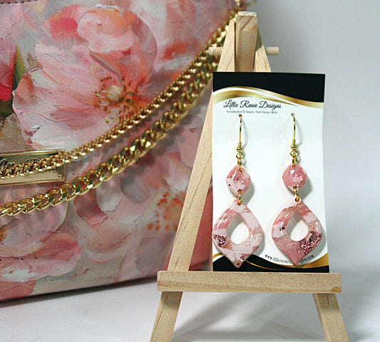 Handmade wide teardrop donut earrings in Passionate Pink with 18k gold-plated stainless steel wires, lightweight and designed to match the Passionate Pink Collection.
