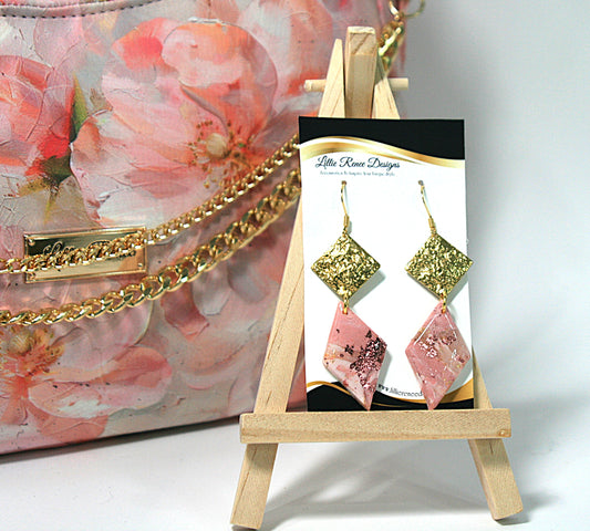Passionate Pink Statement Earrings – Polymer Clay & Gold Connector