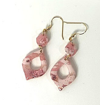 Pair of pink and gold polymer clay earrings
