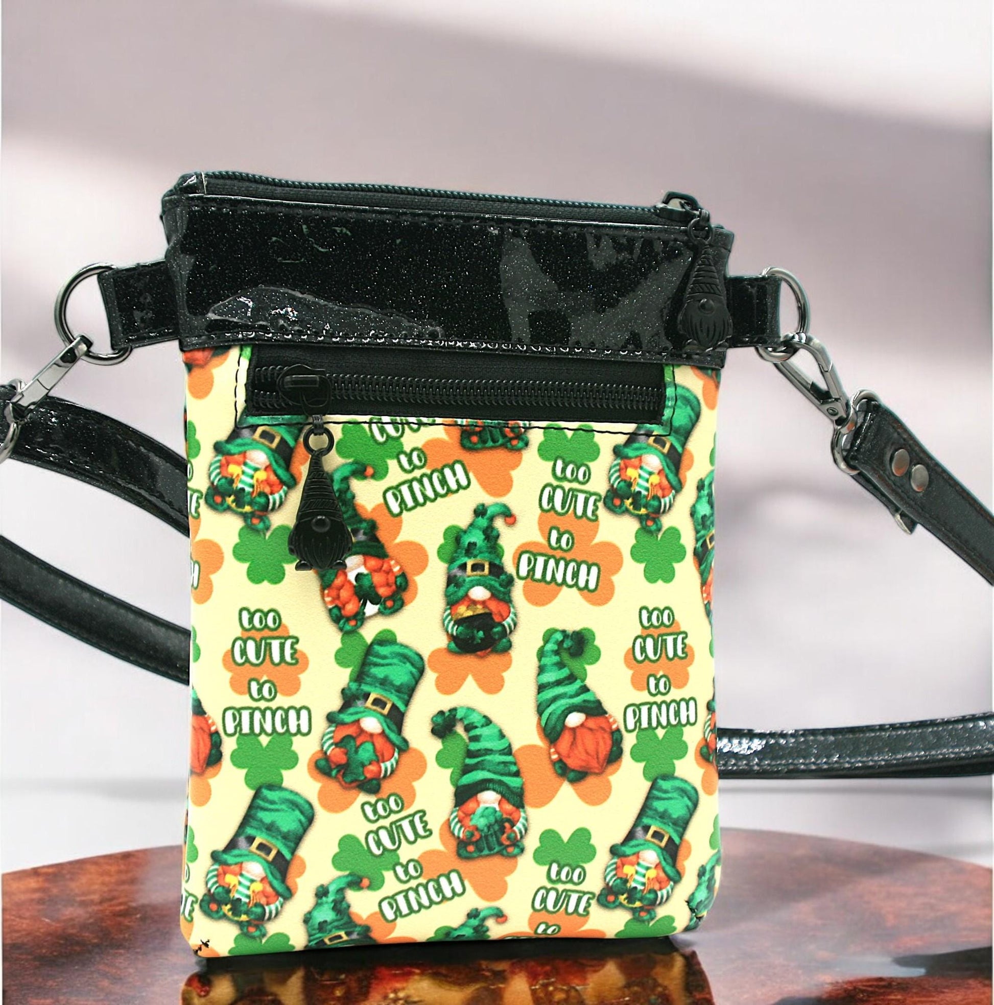 Back of Gnome Theme St. Patrick's Day phone sling