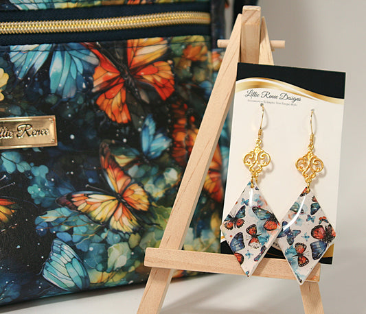Watercolor Butterflies Polymer Clay Earrings – Blue & Monarch