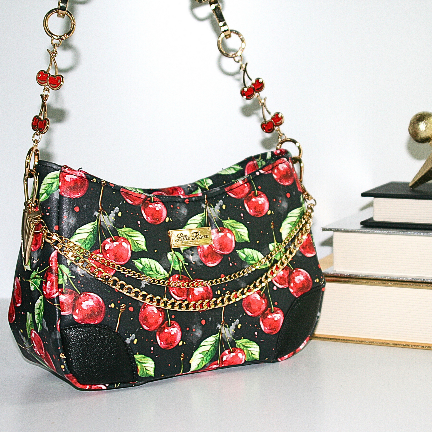 Cherries Jubilee Annabelle Crossbody Bag with Gold Anchor Connectors