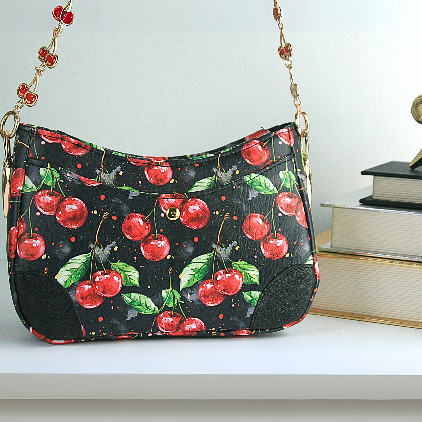 Cherries Jubilee Annabelle Crossbody Bag with Gold Anchor Connectors