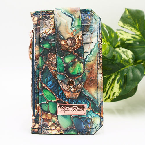 luxe exotic skin purse pal minimalist wallet with card slots and protective snap closure to keep cards secure.
