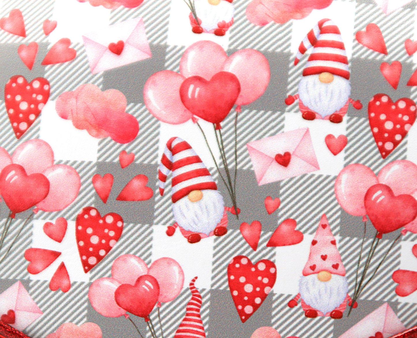 Valentine Gnome Purse Pal Slim Wallet – Pink & Red Gnomes with Hearts & Glitter Vinylch, minimalist wallet, gift for her, unique wallet
