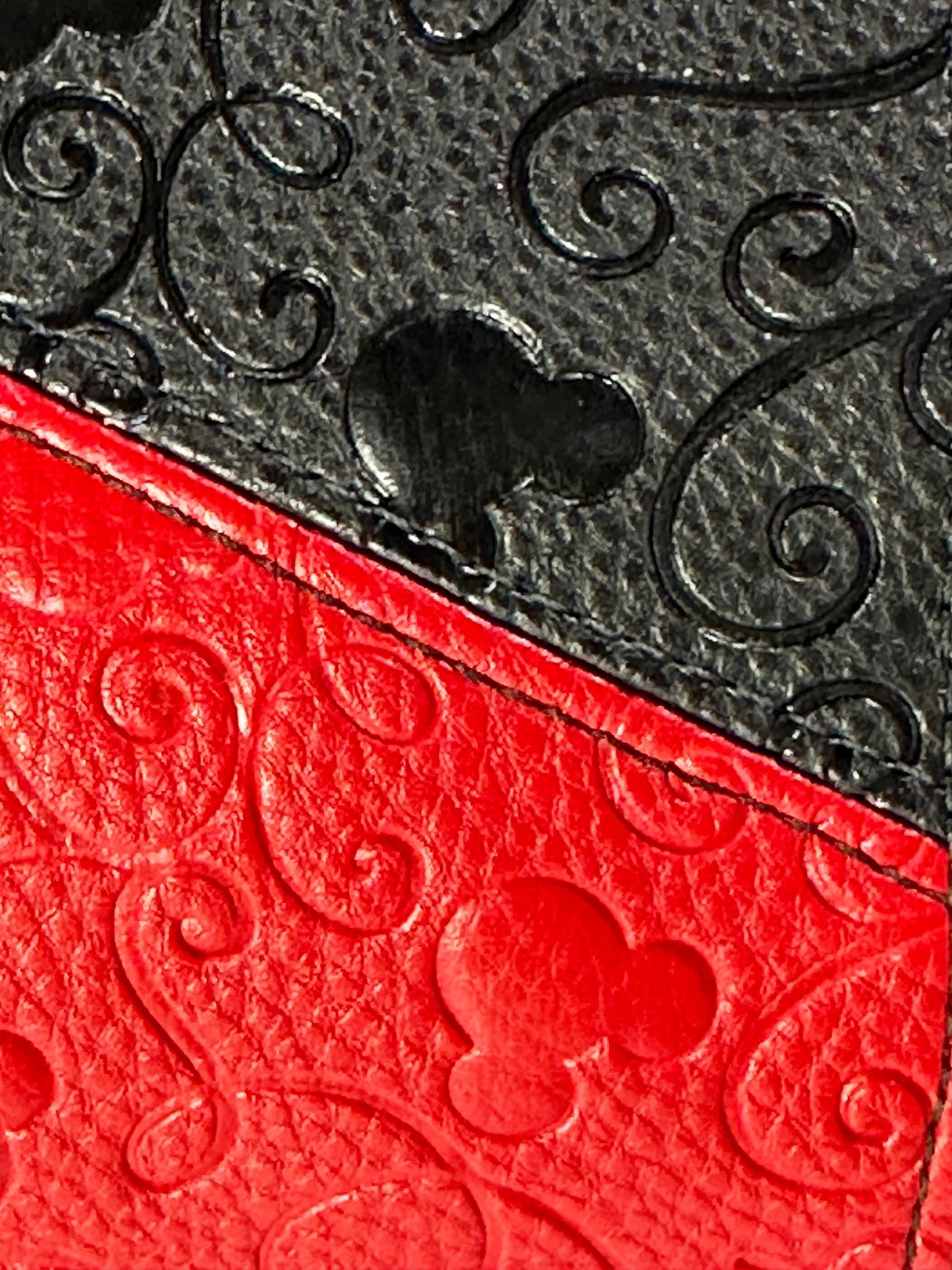 Enchanted Ears Embossed Mini Purse – Red & Black Mickey-Inspired Crossbody Bag with Gunmetal Hardware