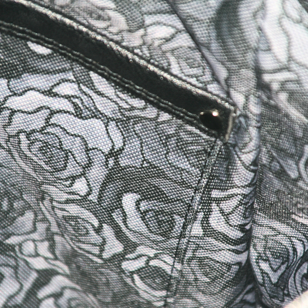 Frosted Obsidian Annabelle – White, Gray & Black Purse with Heart Accents & Chain Detail
