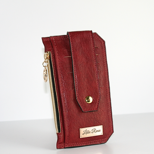 Ravishing Red Purse Pal Slim Wallet – Sleek Red Faux Leather with Gold Hardware