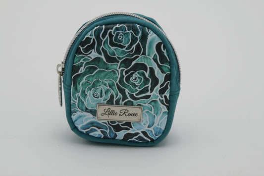 Small clip-on  bag mini backpack attaches to belt loop . part of Seaglass Roses Collection