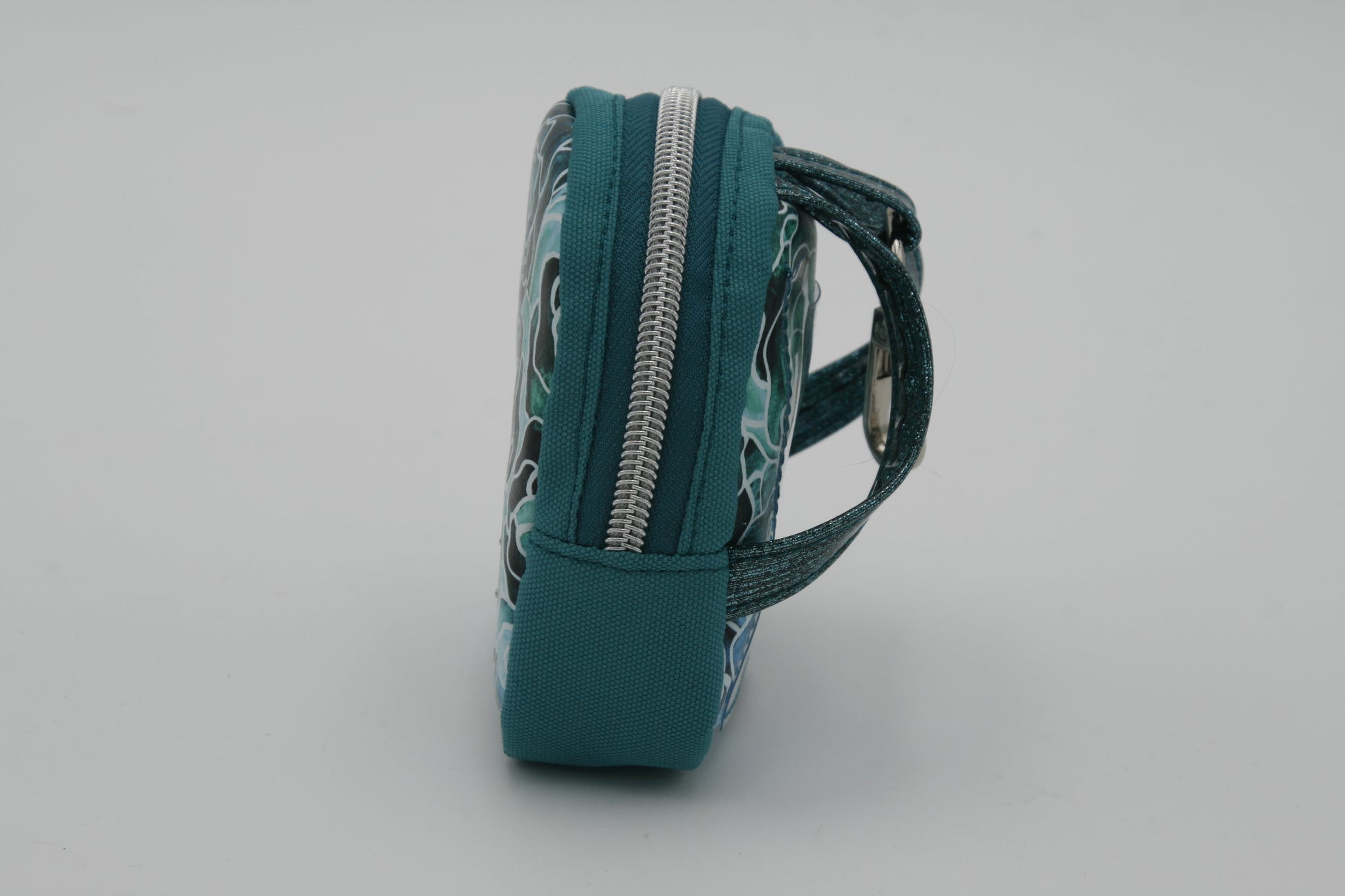 "Small clip-on bag for women – attaches to belt or  purse. Part of Seaglass Roses Collection